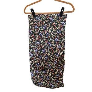 Black Floral Sexy Stretchy Pencil Bodycon Skirt Large